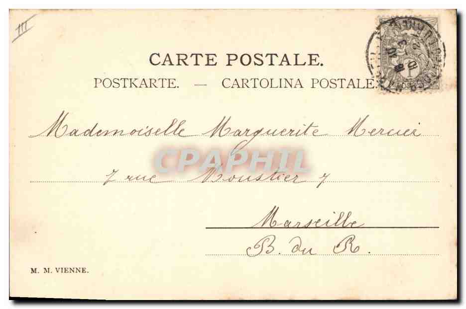 Fille avec moutons — sur œuf — éditeur M. M. Vienne, n° III — Achterkant