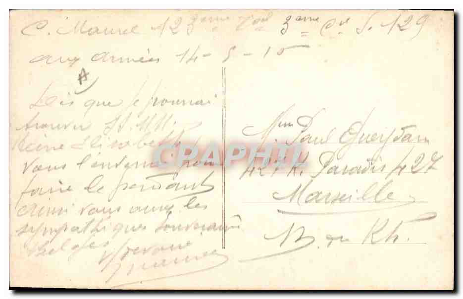 CPA Militaria SM Albert 1er  — Verso