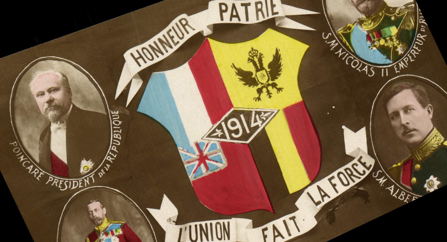 CPA Militaria Honneur et Patrie L'Union fait la force Poincare Georges V Nicolas II Albert 1er Russie Russia 