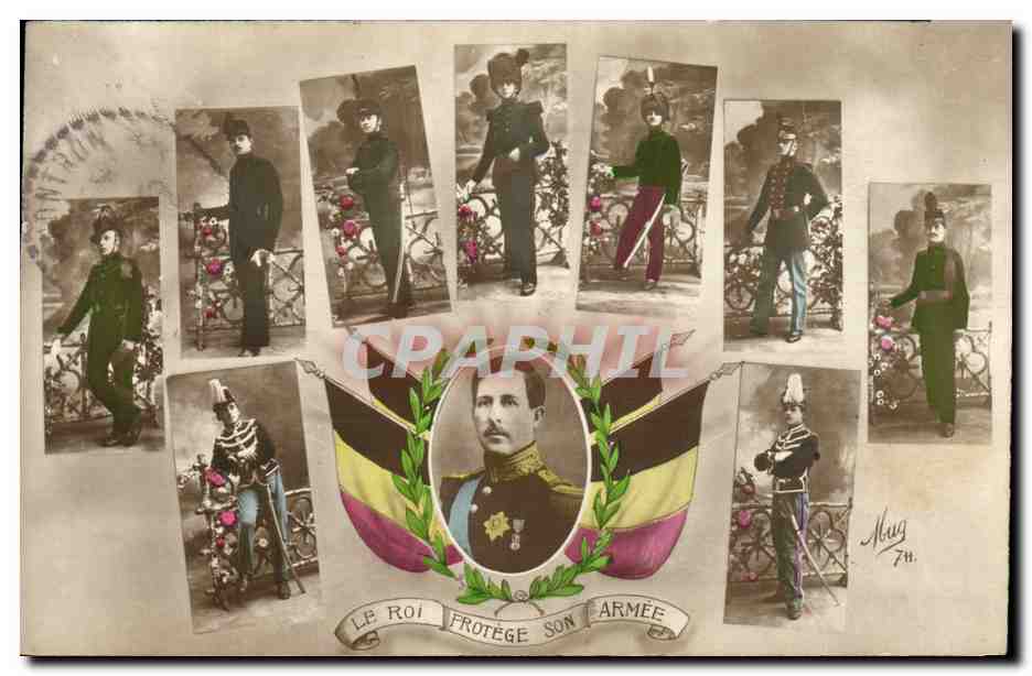 CPA Militaria Le roi protege son armee Albert Belgique 