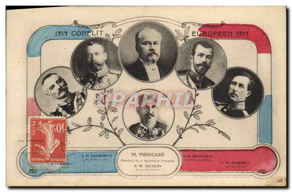 CPA Militaria Poincare Nicolas II Russie Russia Albert 