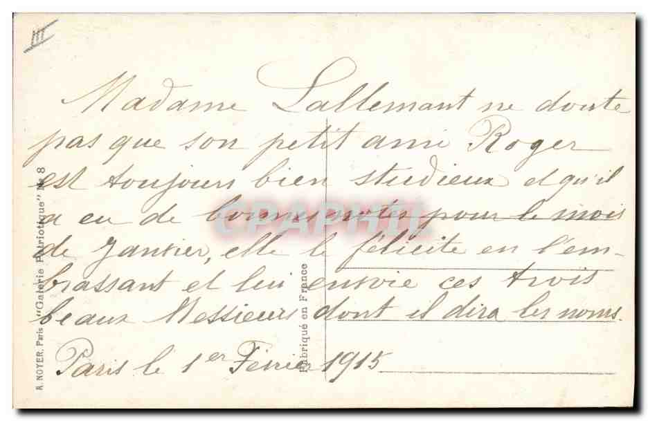 CPA Militaria Nos allies George V Nicolas II Albert Russie Russia  — Verso