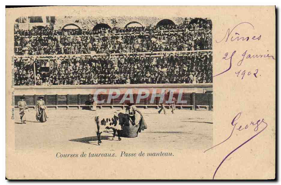 CPA Corrida Course de taureaux Passe de manteau 
