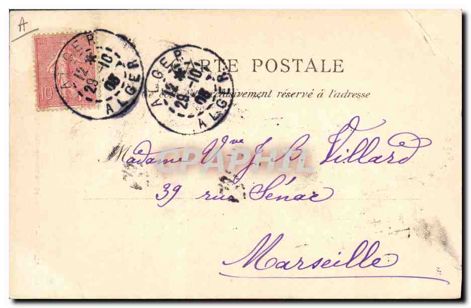 CPA Bateau Paquebot Alger Depart du transatlantique Eugene Pereire — Verso