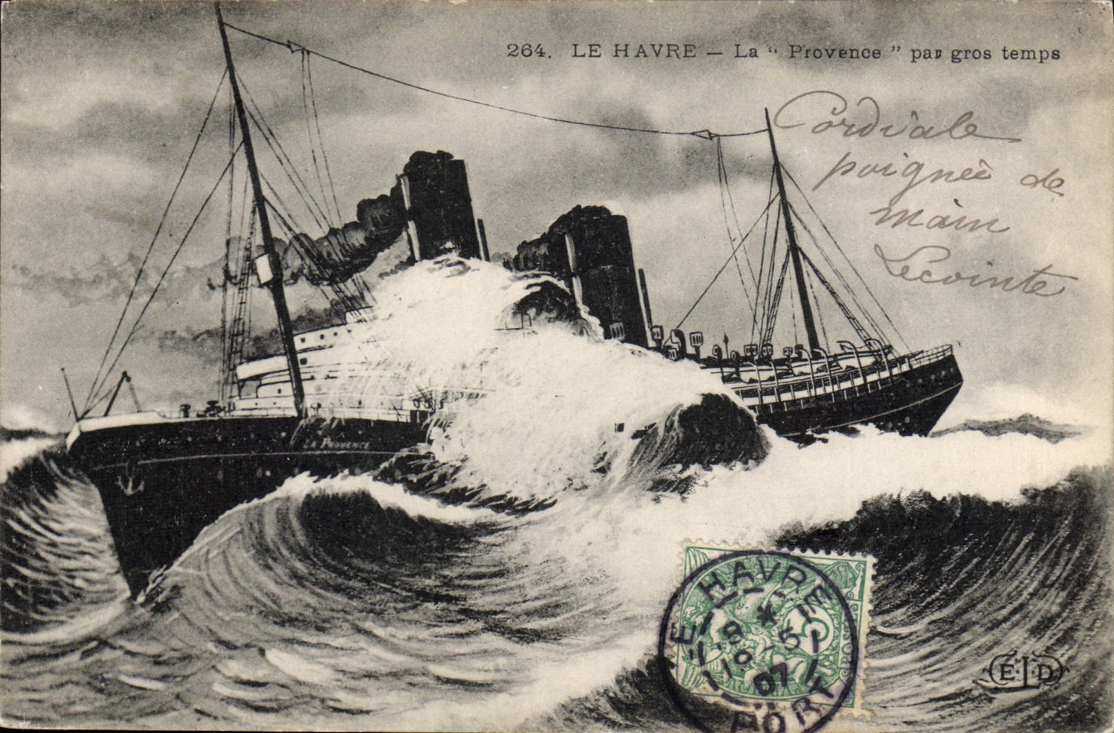 Le Havre — La "Provence" par gros temps — E.D. n°284