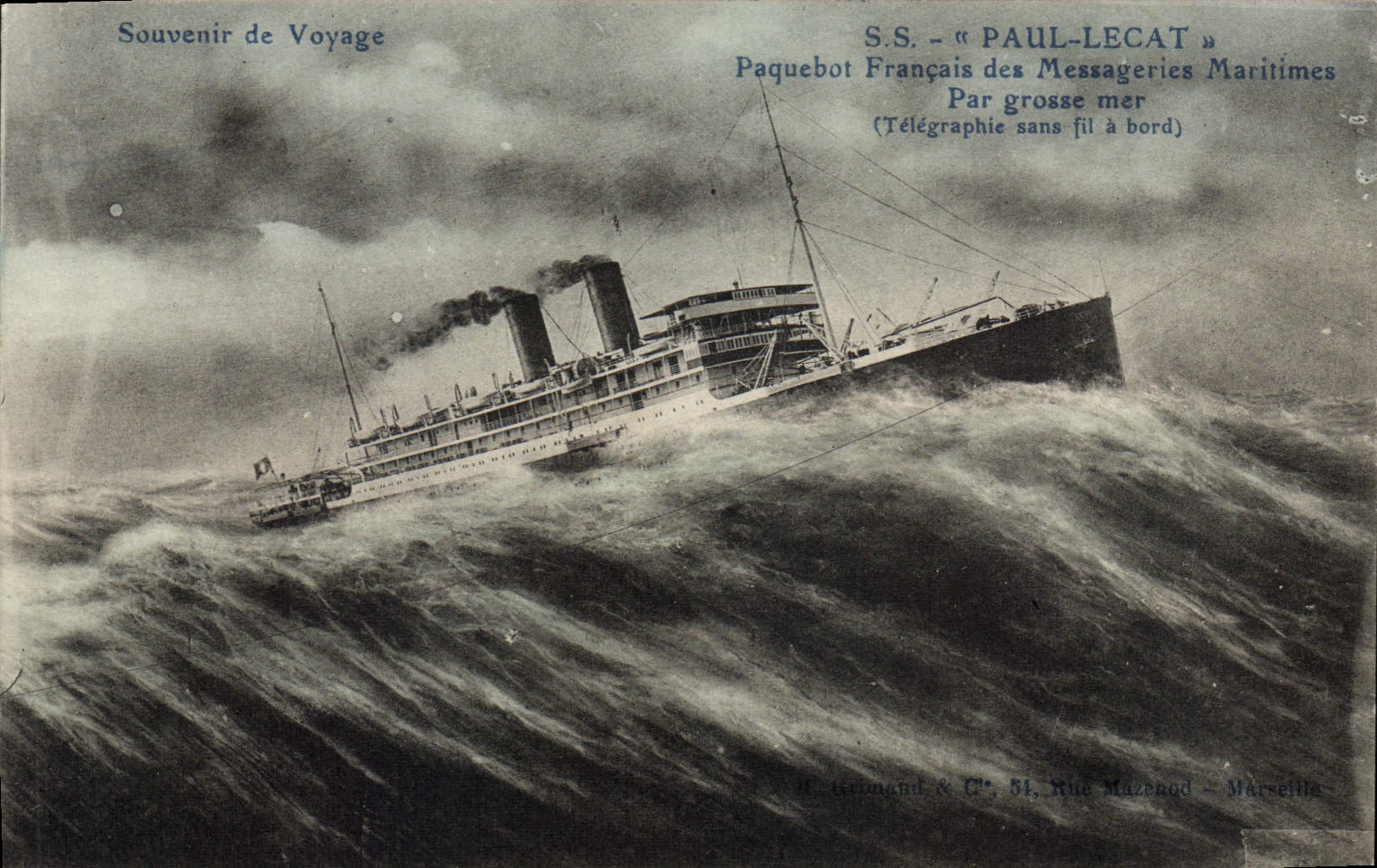 S.S. « PAUL-LECAT » — Paquebot Français des Messageries Maritimes — éditeur B. Girmand & Cie, 54 Rue Mazenod, Marseille