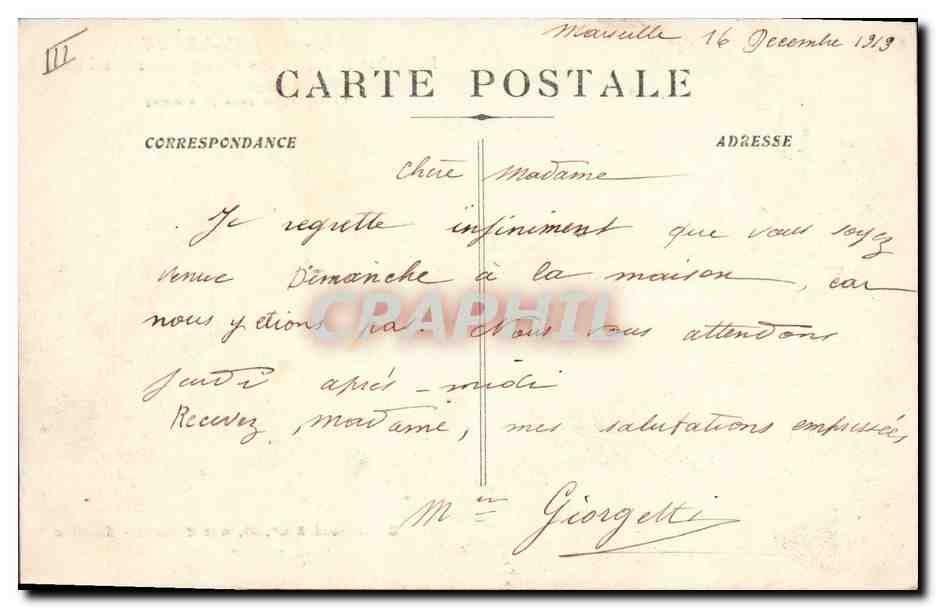 S.S. « PAUL-LECAT » — Paquebot Français des Messageries Maritimes — éditeur B. Girmand & Cie, 54 Rue Mazenod, Marseille — Achterkant