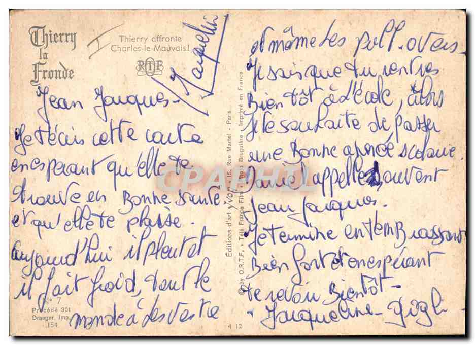 CPM Cinema Thierry La Fronde Thierry affronte Charles le Mauvais  — Back