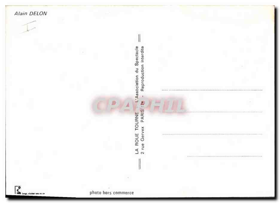 CPM Cinema Alain Delon (autographe semble imprimée)  — Rückseite