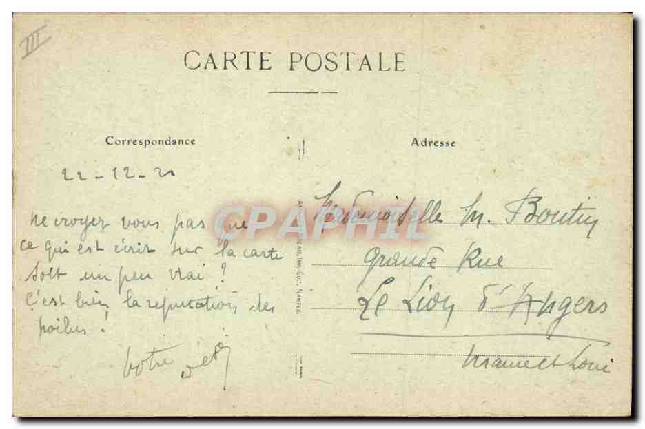 CPA Folklore Bretagne Lits Clos Fais attention Marivonne  — Verso
