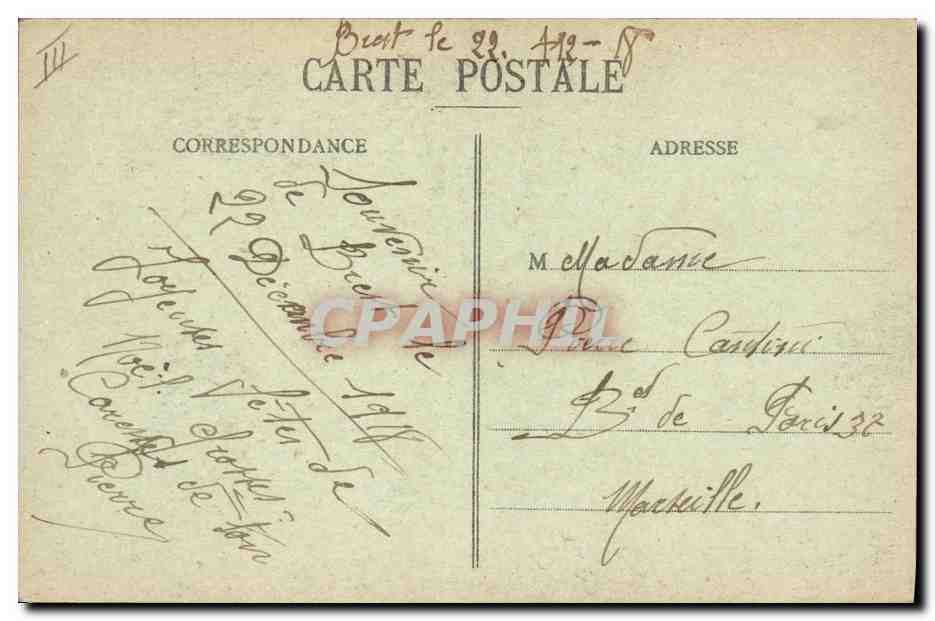 CPA Folklore Bretagne Lits Clos La tentation du Pere Antoine  — Verso