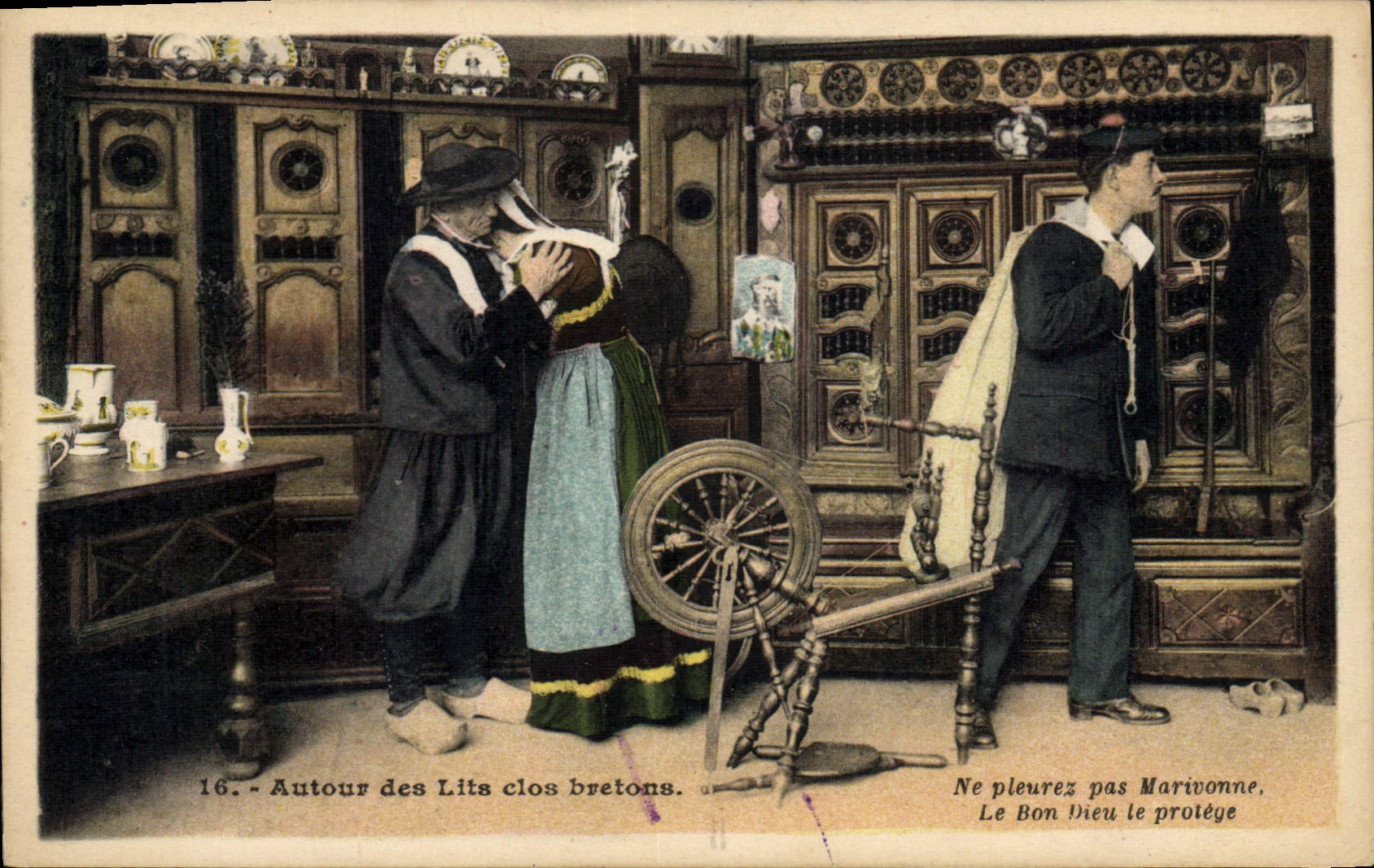 CPA Folklore Bretagne Lits Clos Ne pleurez pas Marivonne 