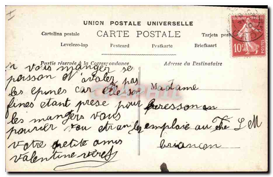 CPA Fantaisie Paques Poisson Enfant  — Rückseite