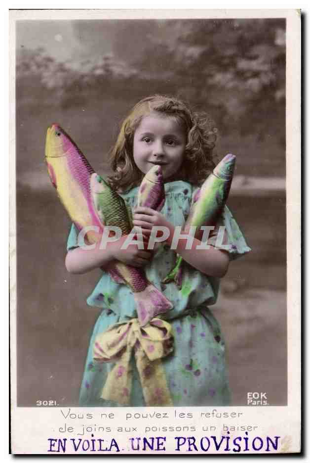 CPA Fantaisie Paques Poisson Enfant 