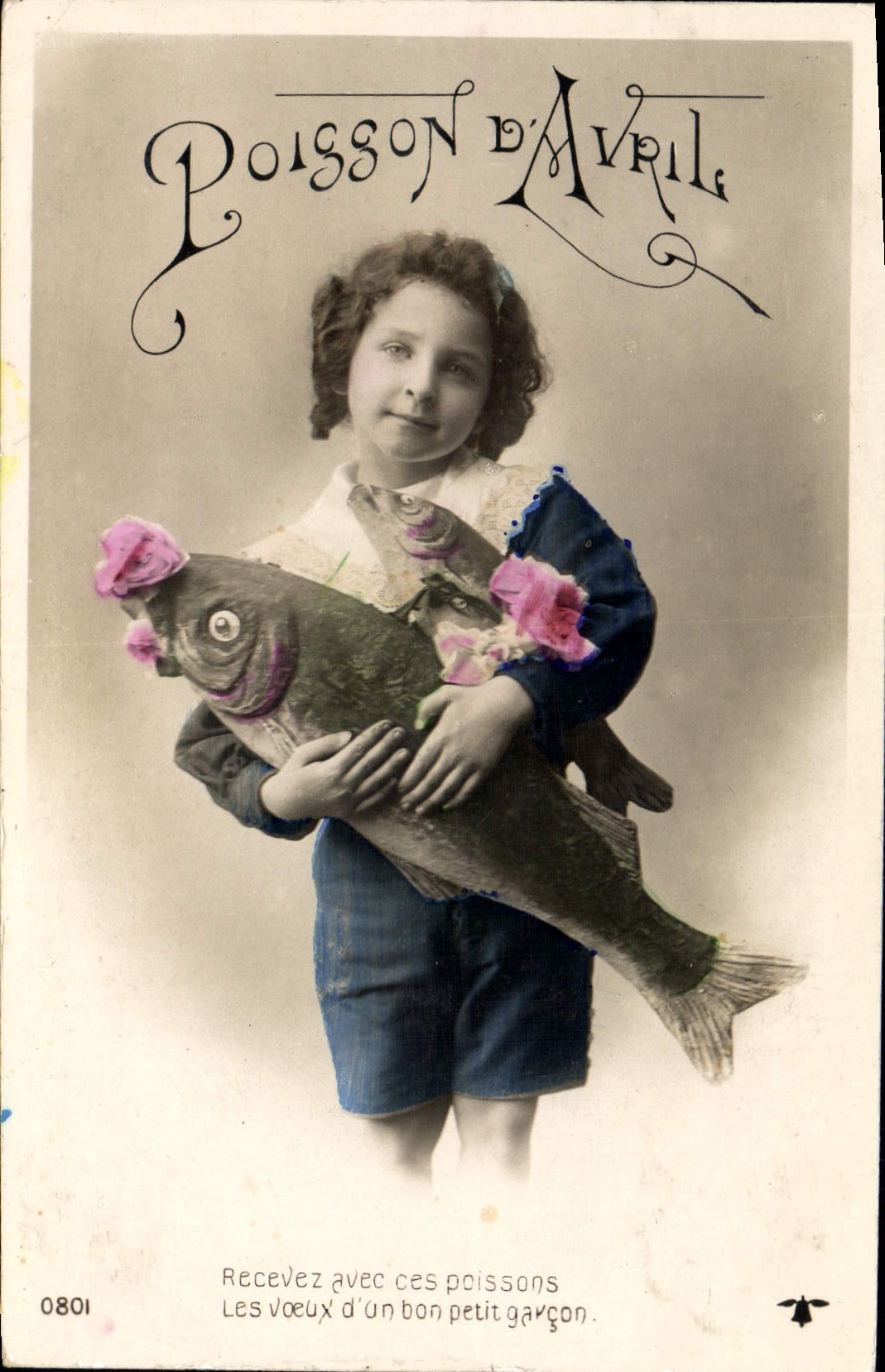 CPA Fantaisie Paques Poisson Enfant 