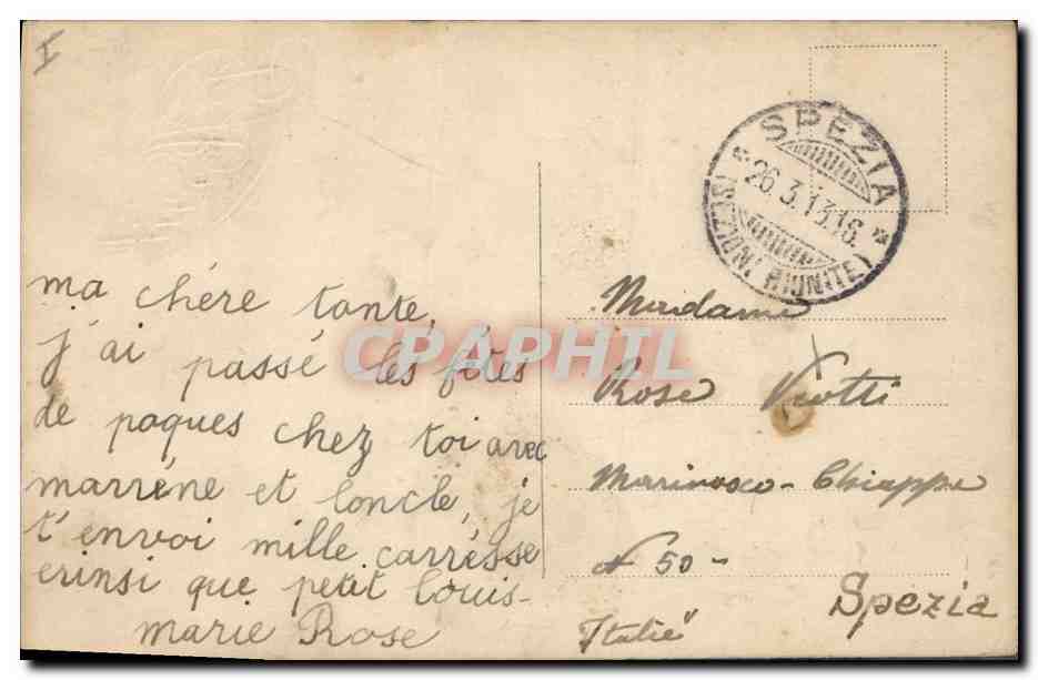CPA Fantaisie Paques Poisson Enfants  — Rückseite