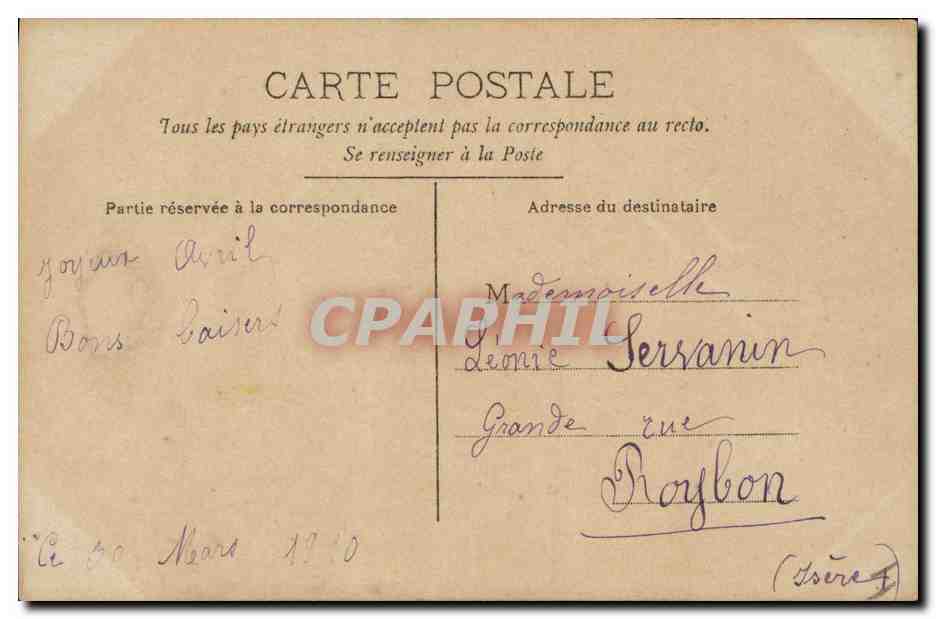 CPA Fantaisie Paques Poisson Femme 1er Avril  — Rückseite