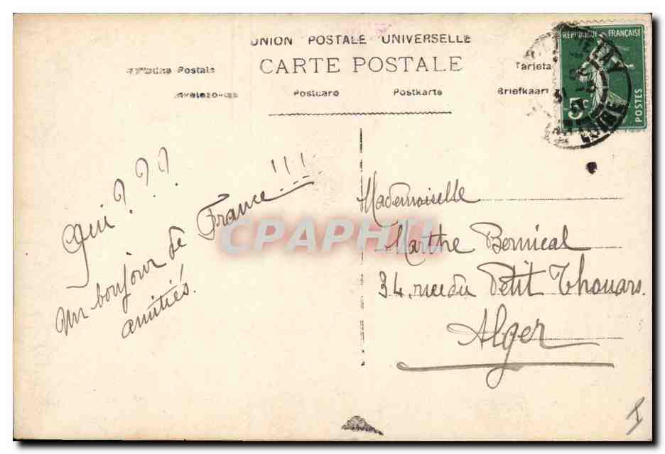 CPA Fantaisie Paques Poisson Femme  — Rückseite