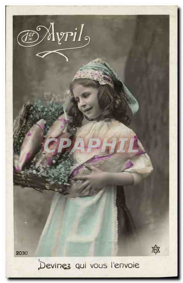 CPA Fantaisie Paques Poisson Enfant 1er Avril 