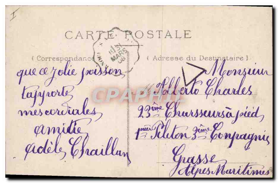 CPA Fantaisie Paques Poisson Femme 1er Avril  — Rückseite