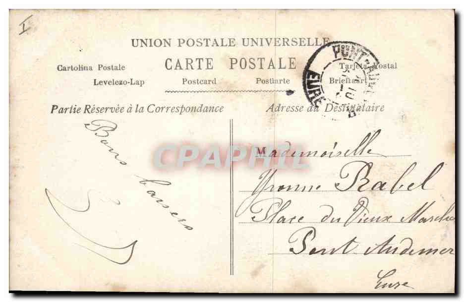 CPA Fantaisie Paques Poisson Femme 1er Avril  — Rückseite