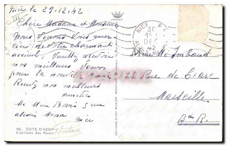 CPA Cote d'Azur La cueillette des roses Femme  — Rückseite
