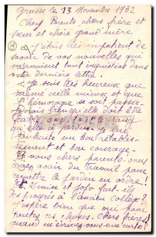 CPA Grasse la cueillette du jasmin  — Rückseite