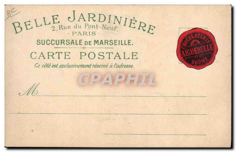 CPA Fantaisie Illustrateur Enfants Belle Jardiniere Marseille Rue du Pont Neuf Paris  — Rückseite