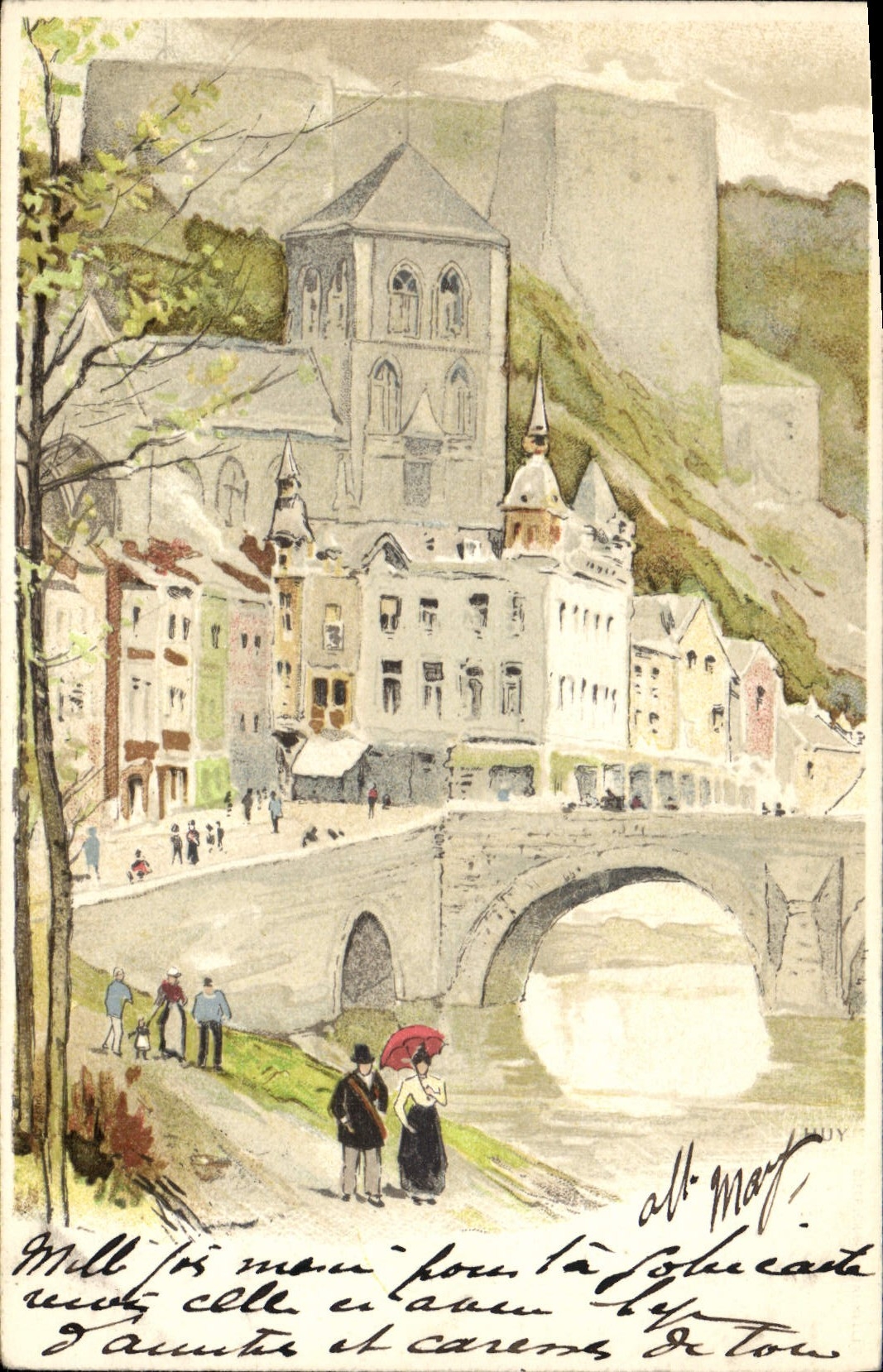CPA Fantaisie Illustrateur Village fortifie 
