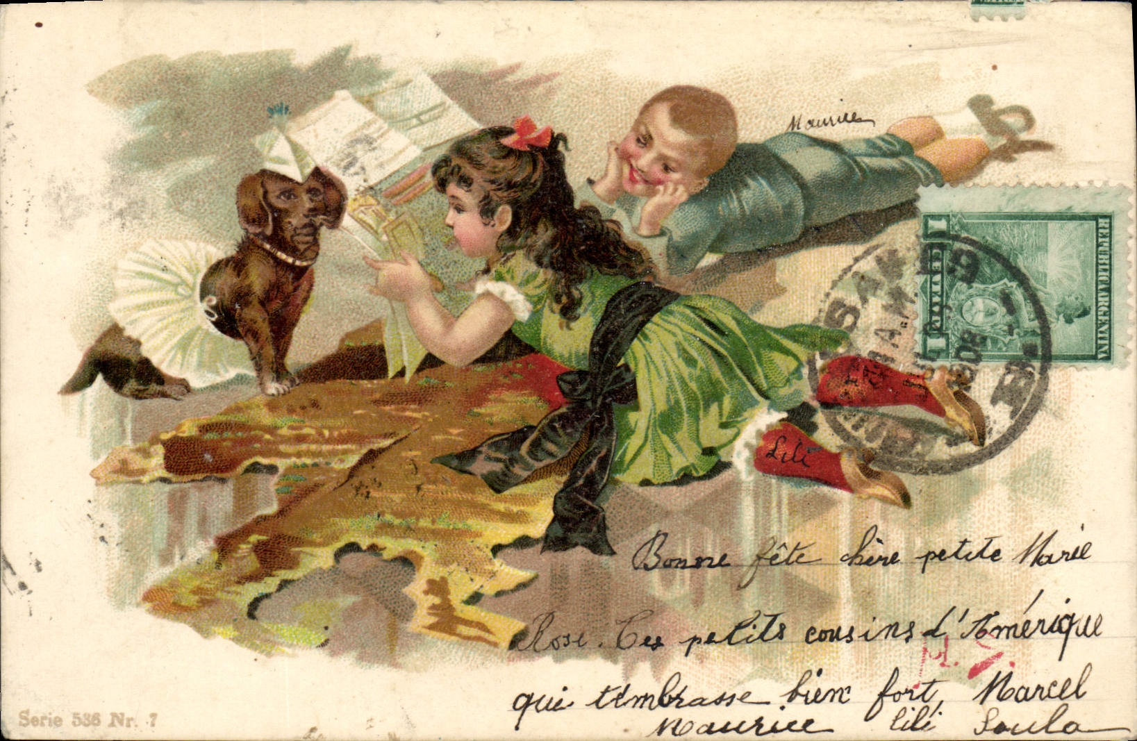 CPA Fantaisie Illustrateur Enfants Chien Argentina Argentina 