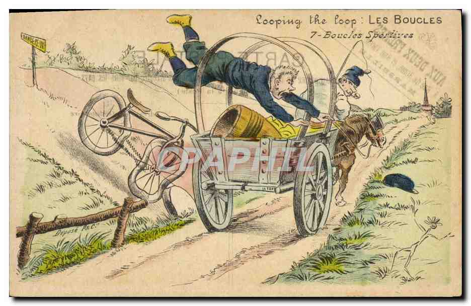 CPA Fantaisie Illustrateur Looping the loop Les boucles Velo Cycle 