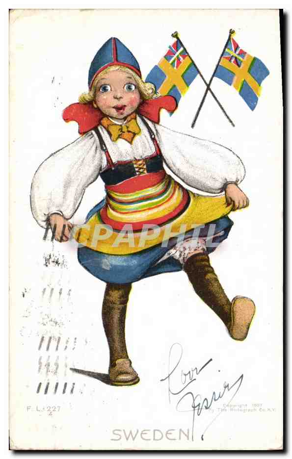 CPA Fantaisie Illustrateur Enfant Sweden Suede 