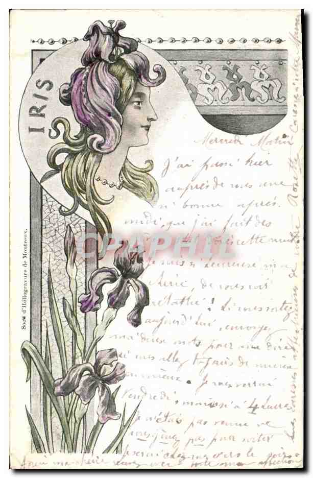 CPA Fantaisie Illustrateur Femme Iris 
