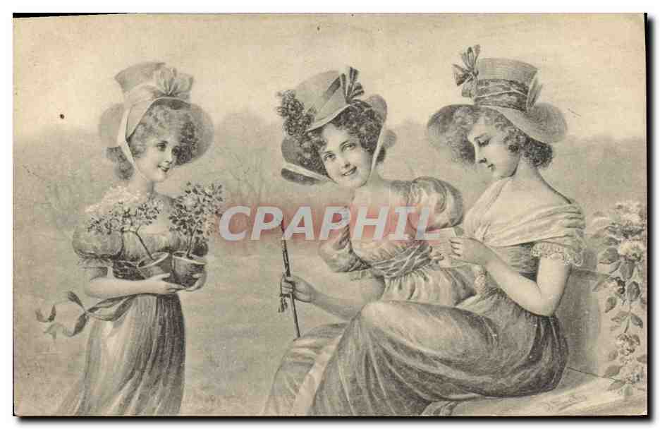 CPA Fantaisie Illustrateur Femmes Enfant 