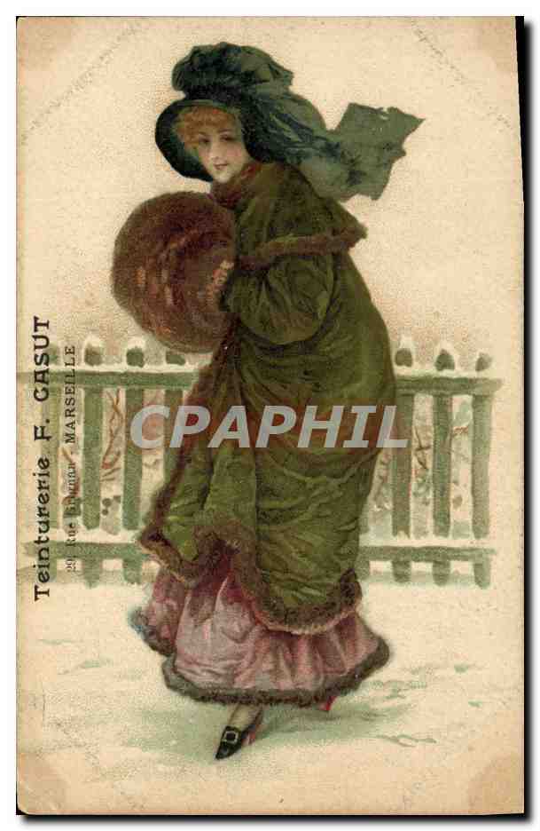 CPA Fantaisie Illustrateur Femme Teinturerie Casut Rue Grignan Marseille 