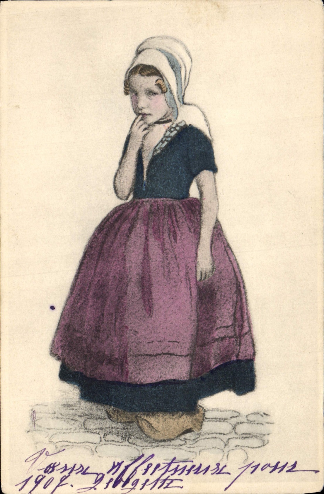 Fille en costume traditionnel — Vienne, 1907 — M.M. Vienne, n° 170