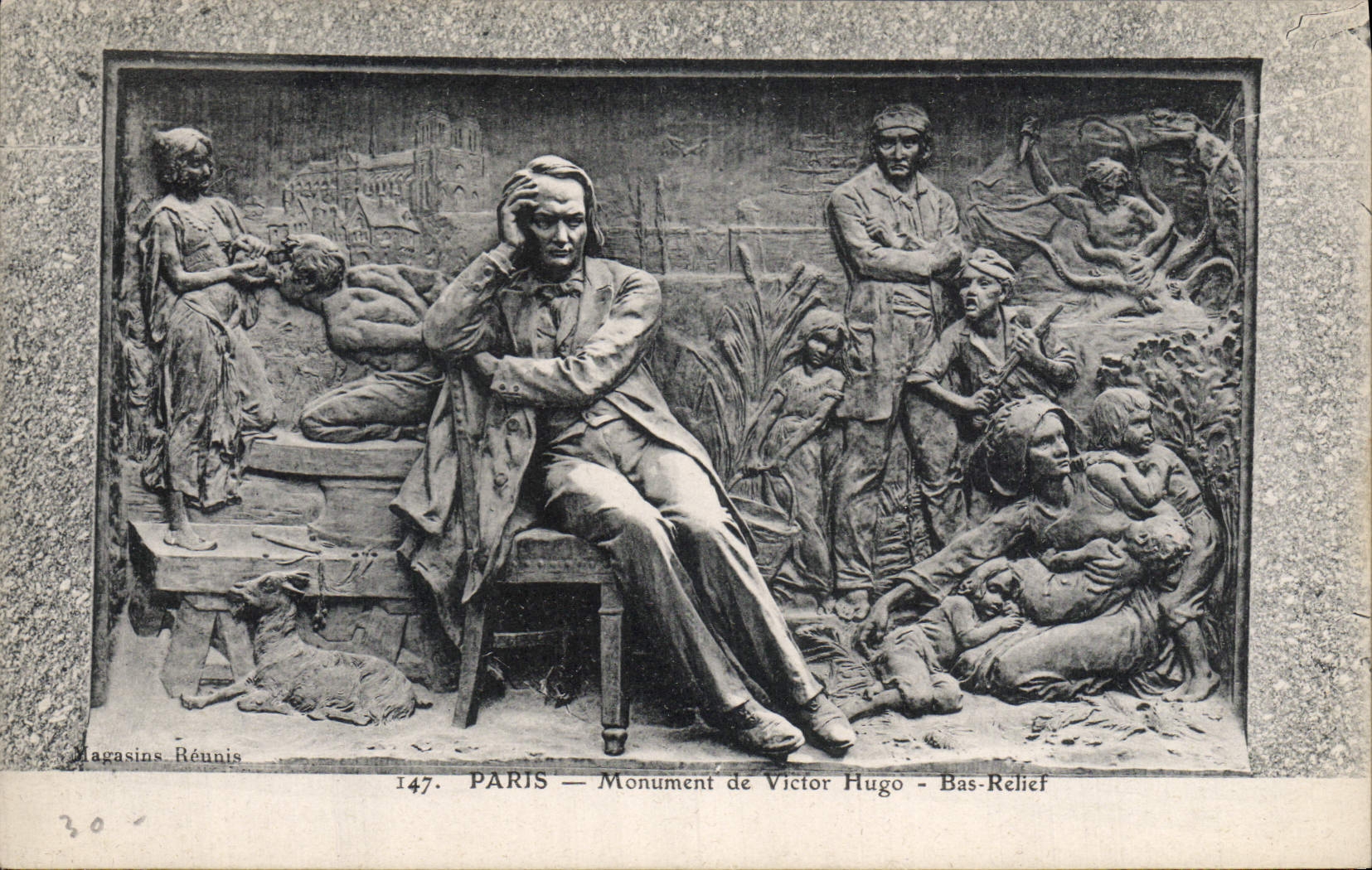 CPA Fantaisie Illustrateur Paris Monument de Victor Hugo Bas relief 