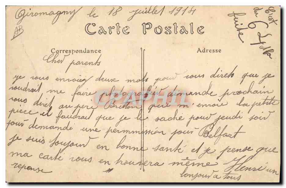 Armée française en manœuvres — Chien ambulancier recherchant les blessés — B. A., Paris, n° 266 — Verso