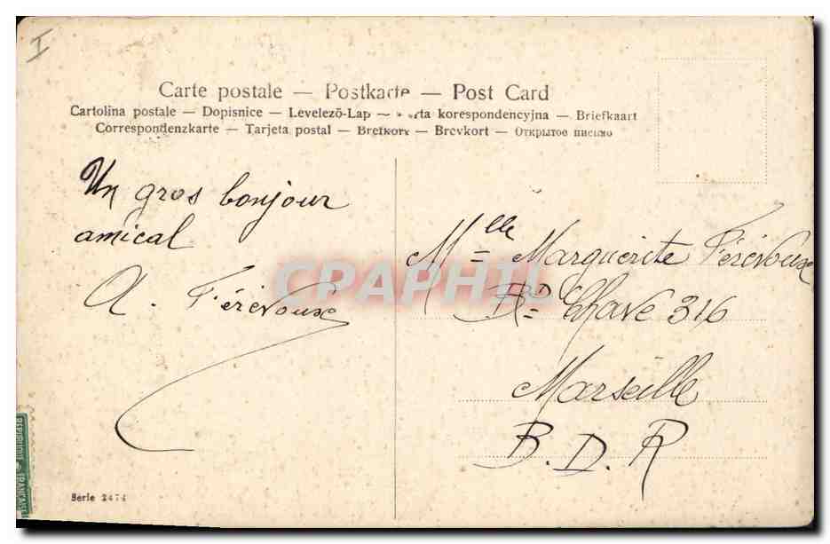 Chien berger belge — portrait — éditeur T.B. (verso) — série 2474 — Verso