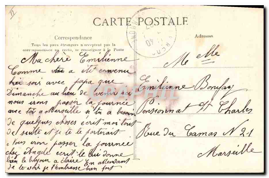 Fille et chien — scène affectueuse — éditeur non visible, n° de série 4927 — Rückseite