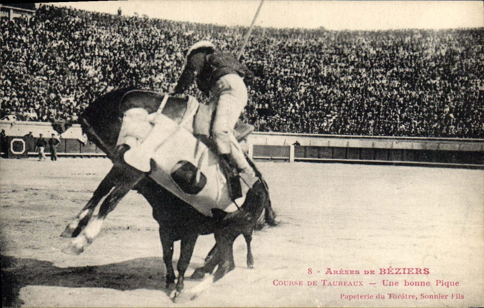 Arènes de Béziers — Course de Taureaux — Une bonne Pique — Papeterie du Théâtre, Sonnier Fils
