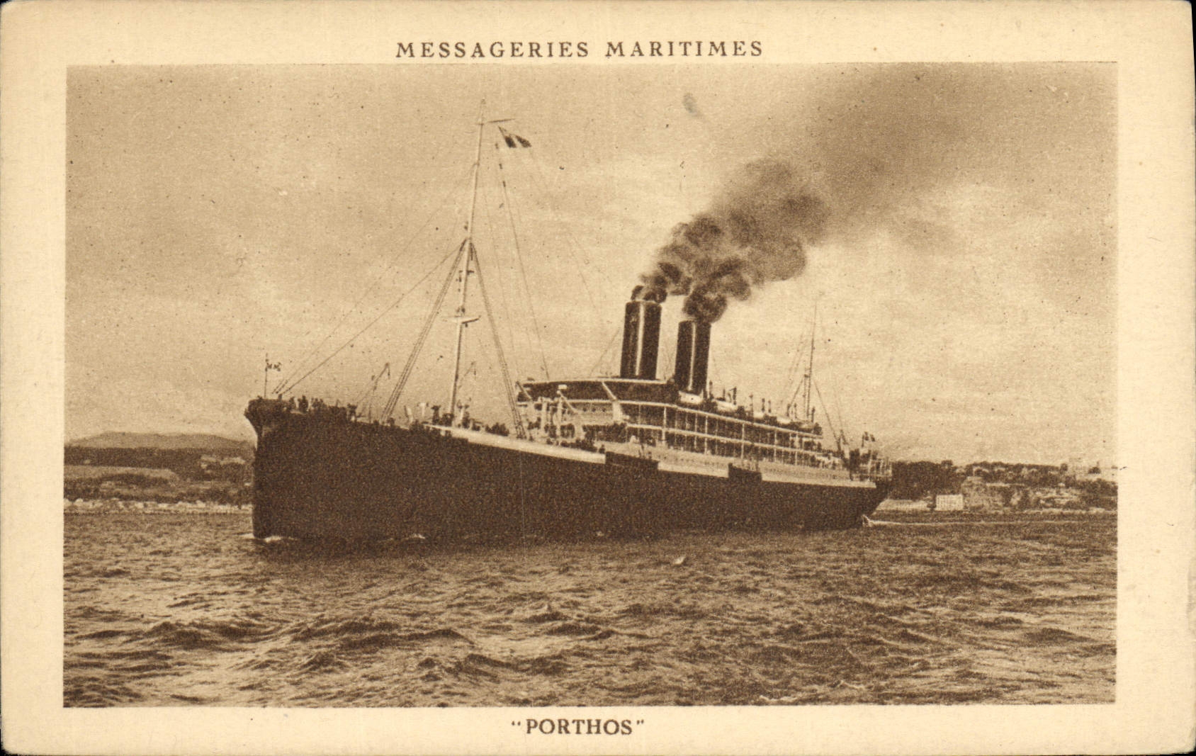 Le paquebot "Porthos" — Messageries Maritimes — éditeur Imp. Dauvissat, Paris