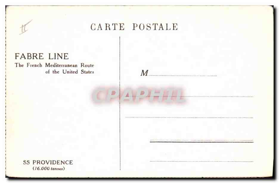 CPA Bateau Paquebot Fabre Line SS Providence — Reverso