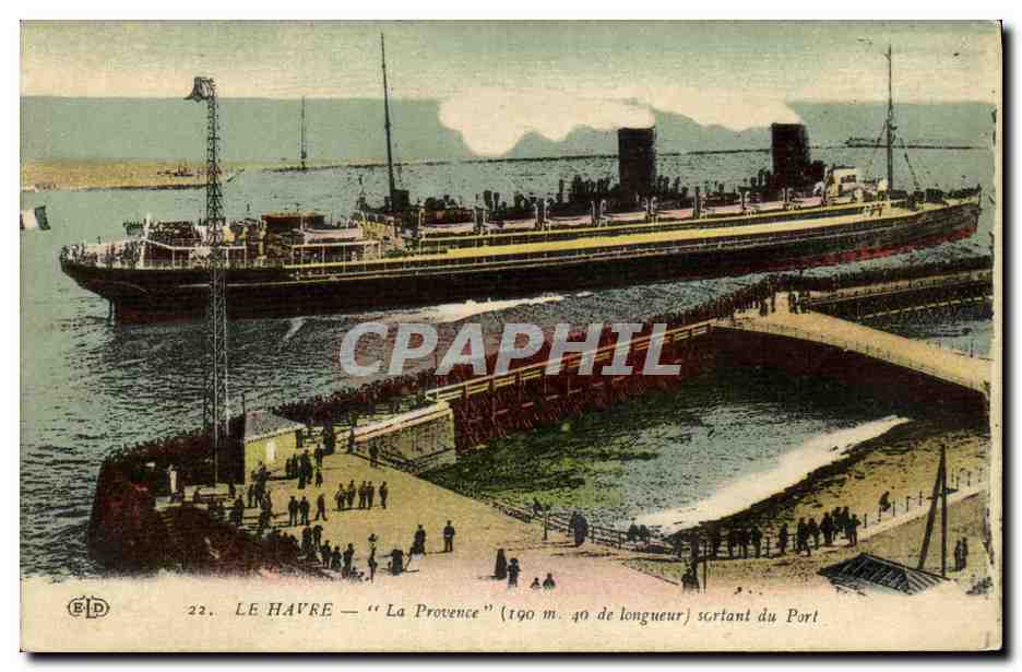 Le Havre — "La Provence" (190 m. 40 in lengte) uit het Haven — E. Dolev, Parijs