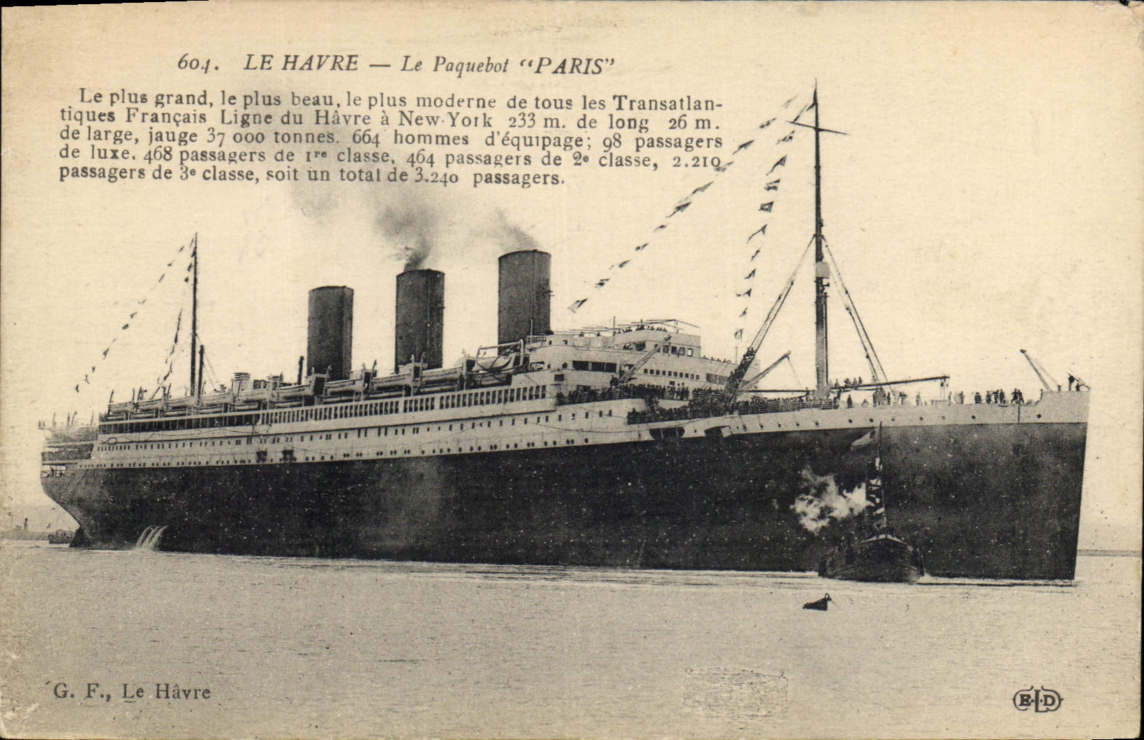 CPA Bateau Paquebot Le Havre Paris 