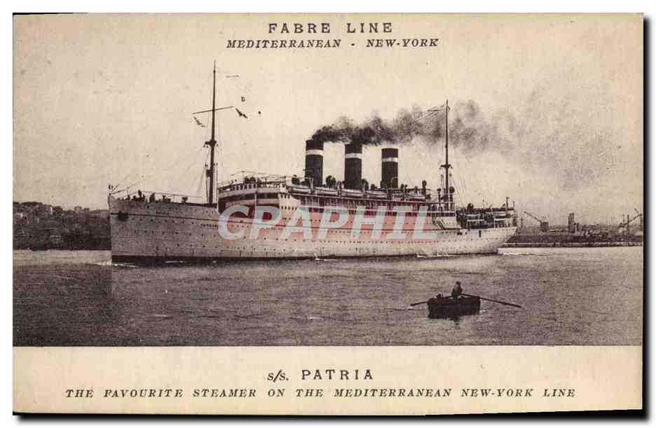 s/s. PATRIA — vapeur de la ligne Méditerranée-New-York — Fabre Line