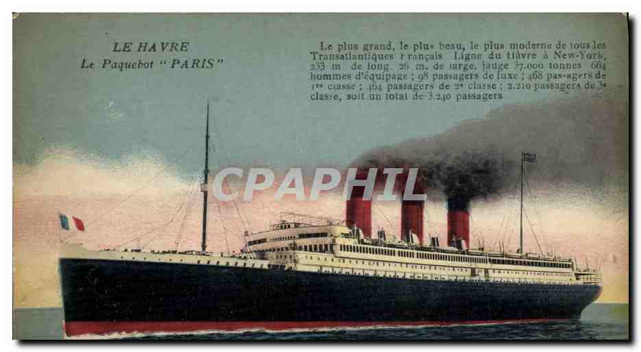 CPA Bateau Paquebot Paris Le Havre 
