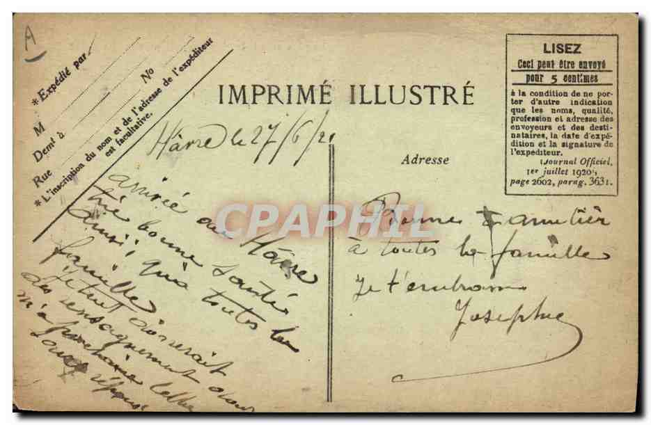 CPA Bateau Paquebot Paris Le Havre  — Verso