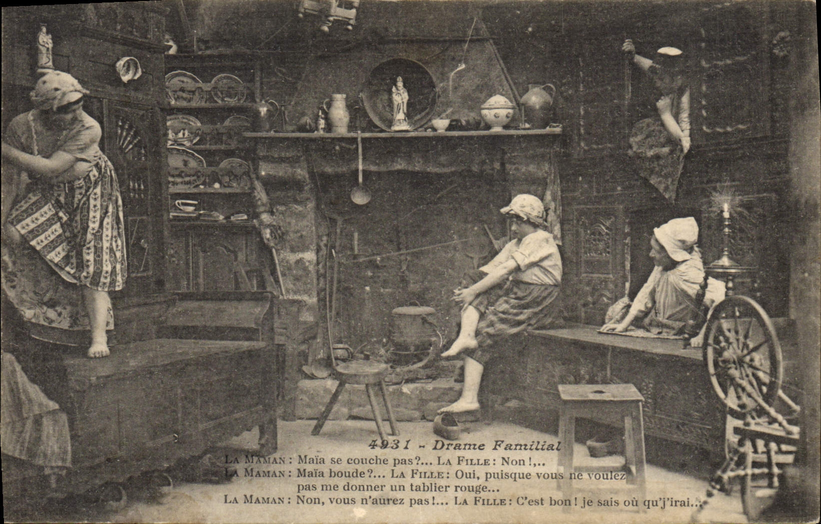 CPA Folklore Drame familial Lit clos 