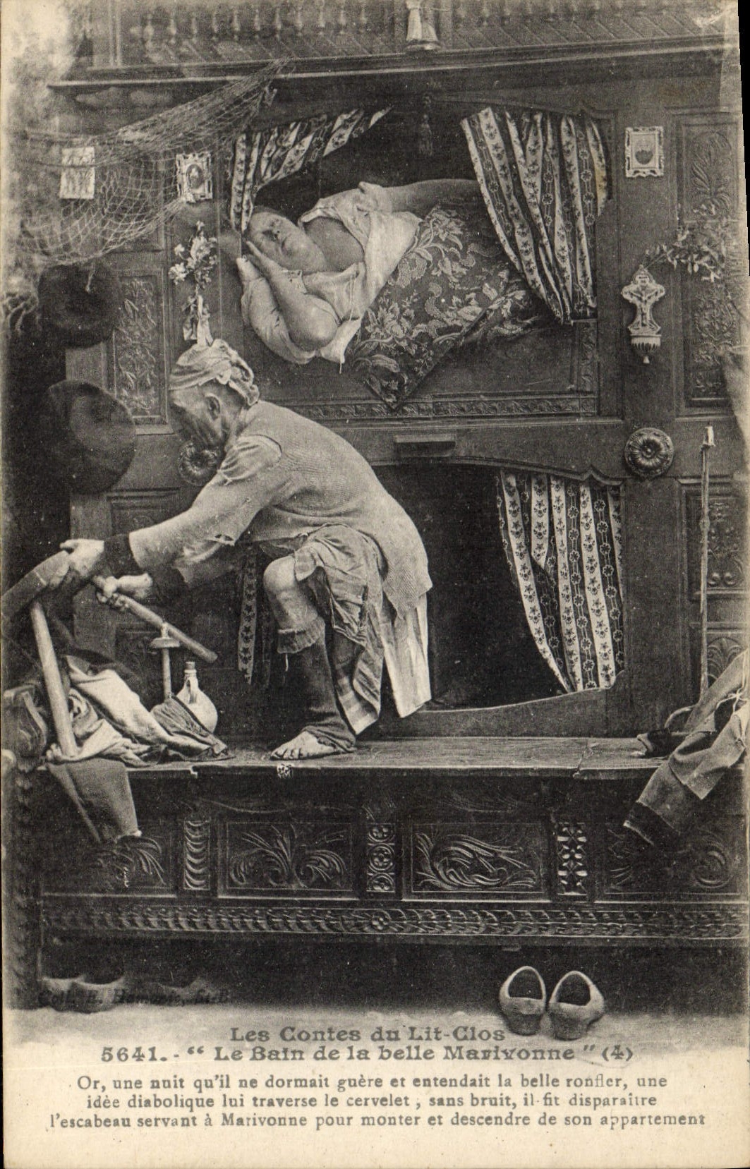 CPA Folklore Les contes du lit clos Le bain de la Belle Marivonne 